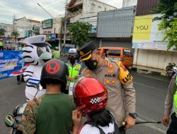 Satlantas Polres Wonogiri Gelar Opersi Keselamatan Candi 2023 di Depan Pasar Kota Wonogiri